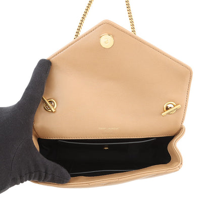 SAINT LAURENT PARIS Loulou Toy Chain Shoulder Bag Natural Tan821749 Lambskin Size Mini
