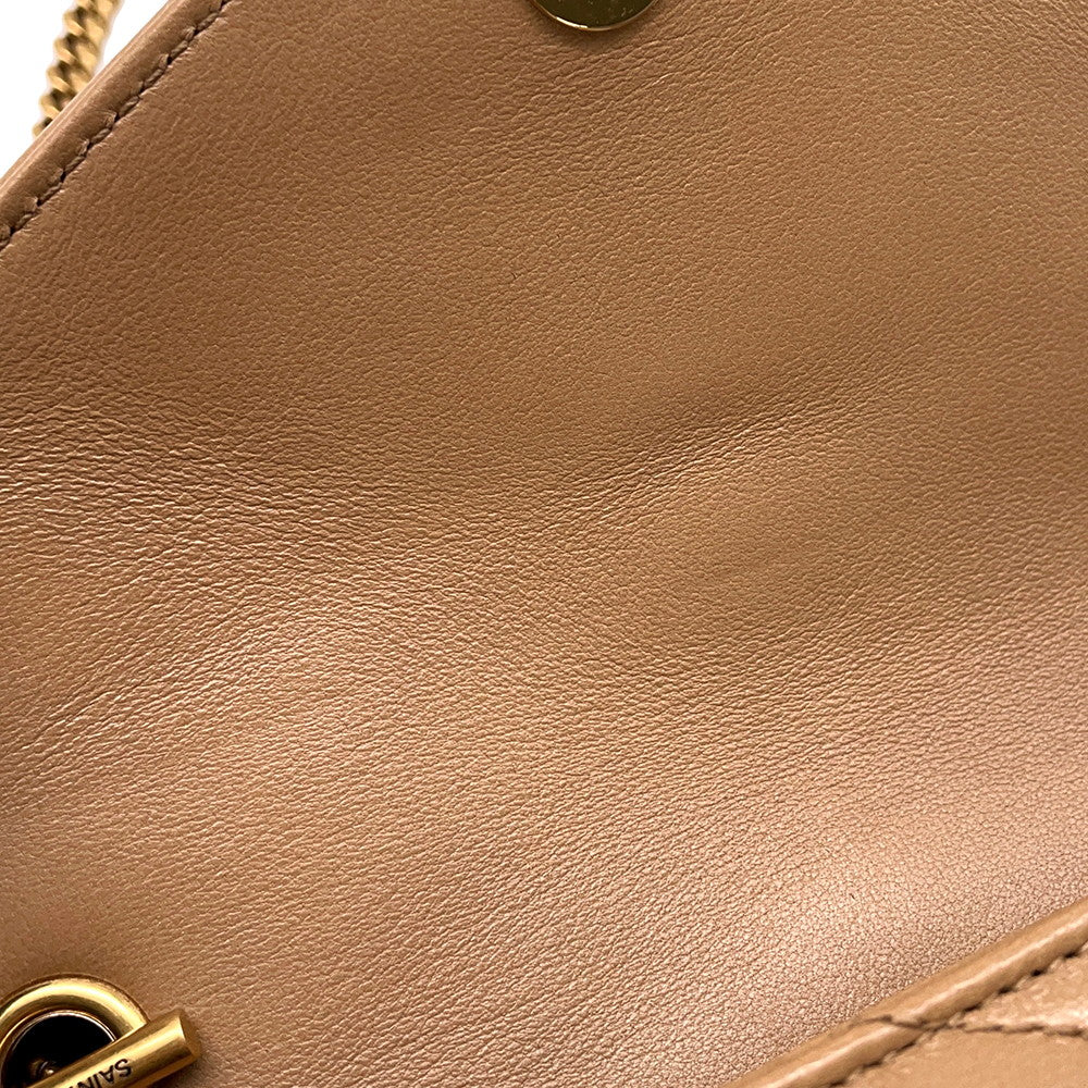 SAINT LAURENT PARIS Loulou Toy Chain Shoulder Bag Natural Tan821749 Lambskin Size Mini