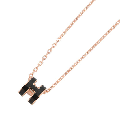 HERMES Pop Ash Necklace Size Mini Black Gold Plated Lacquer