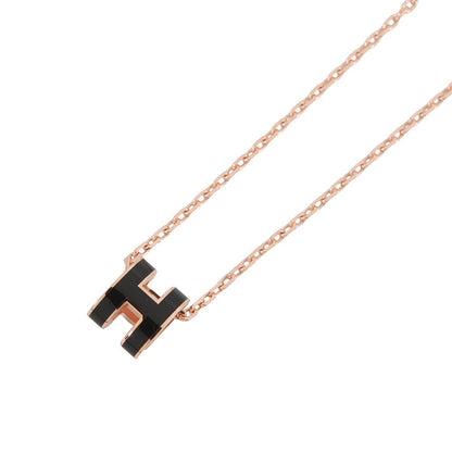 HERMES Pop Ash Necklace Size Mini Black Gold Plated Lacquer