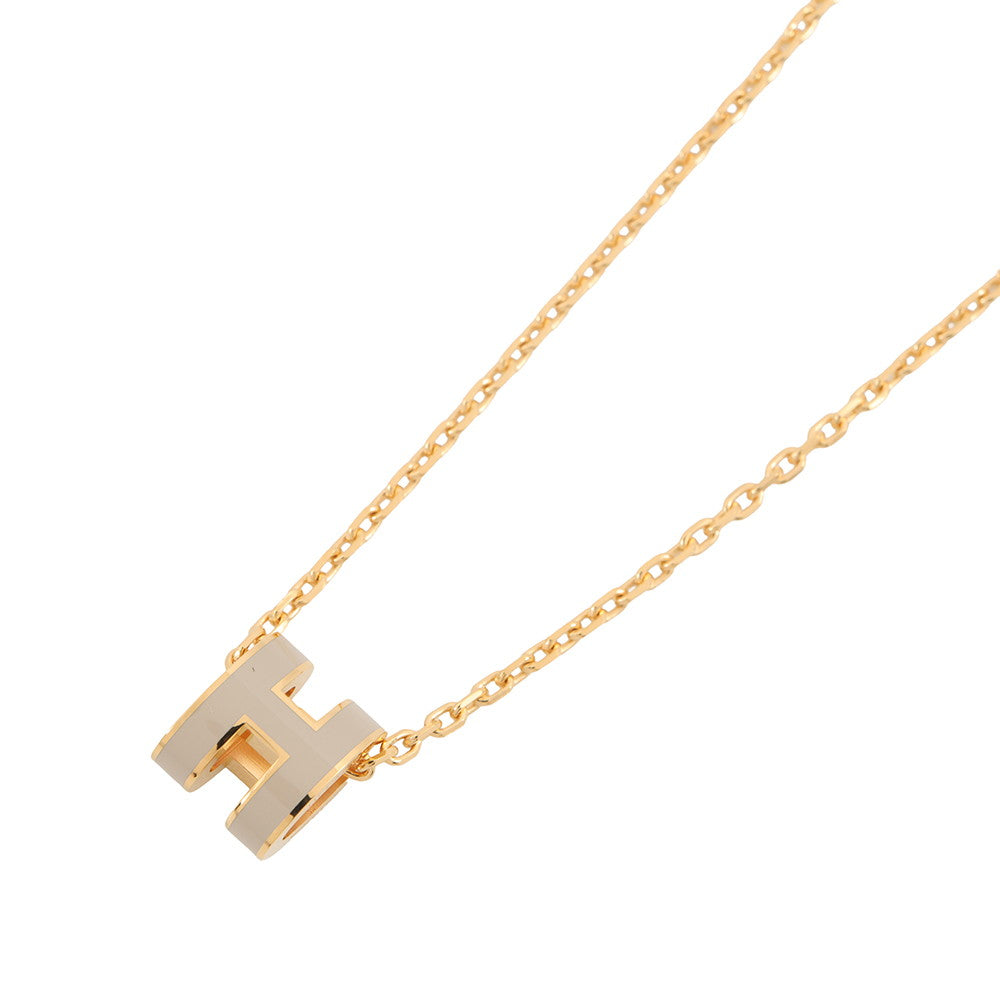 HERMES Pop Ash Necklace Size Mini Marong rasse Gold Plated Lacquer