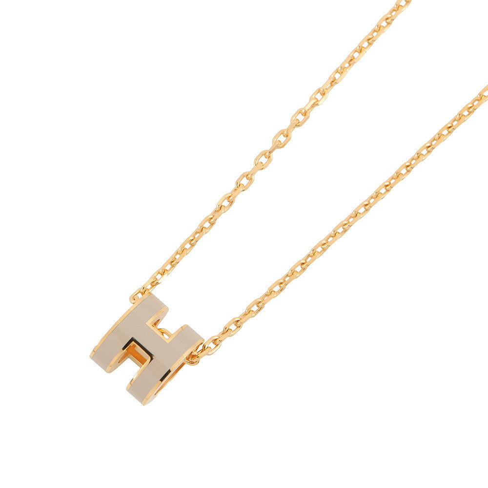 HERMES Pop Ash Necklace Size Mini Marong rasse Gold Plated Lacquer
