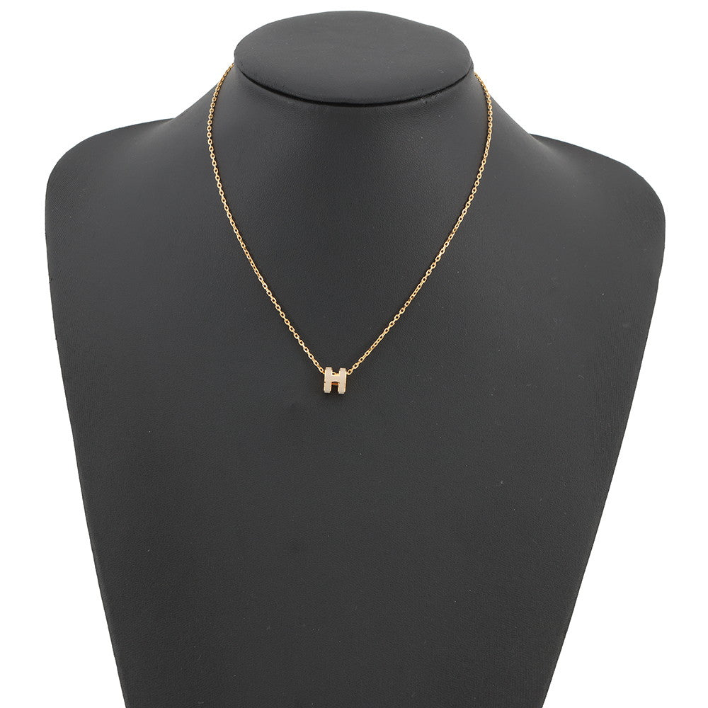 HERMES Pop Ash Necklace Size Mini Marong rasse Gold Plated Lacquer