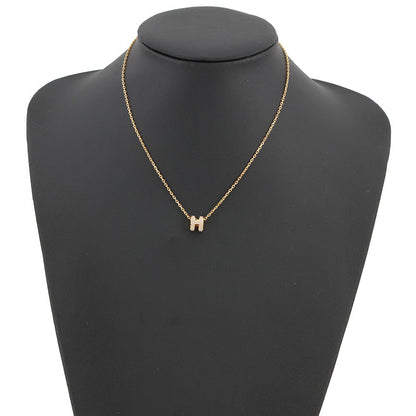 HERMES Pop Ash Necklace Size Mini Marong rasse Gold Plated Lacquer