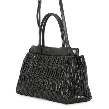 MIUMIU Matelassé 2-Way Handbag Black5BA202 Leather