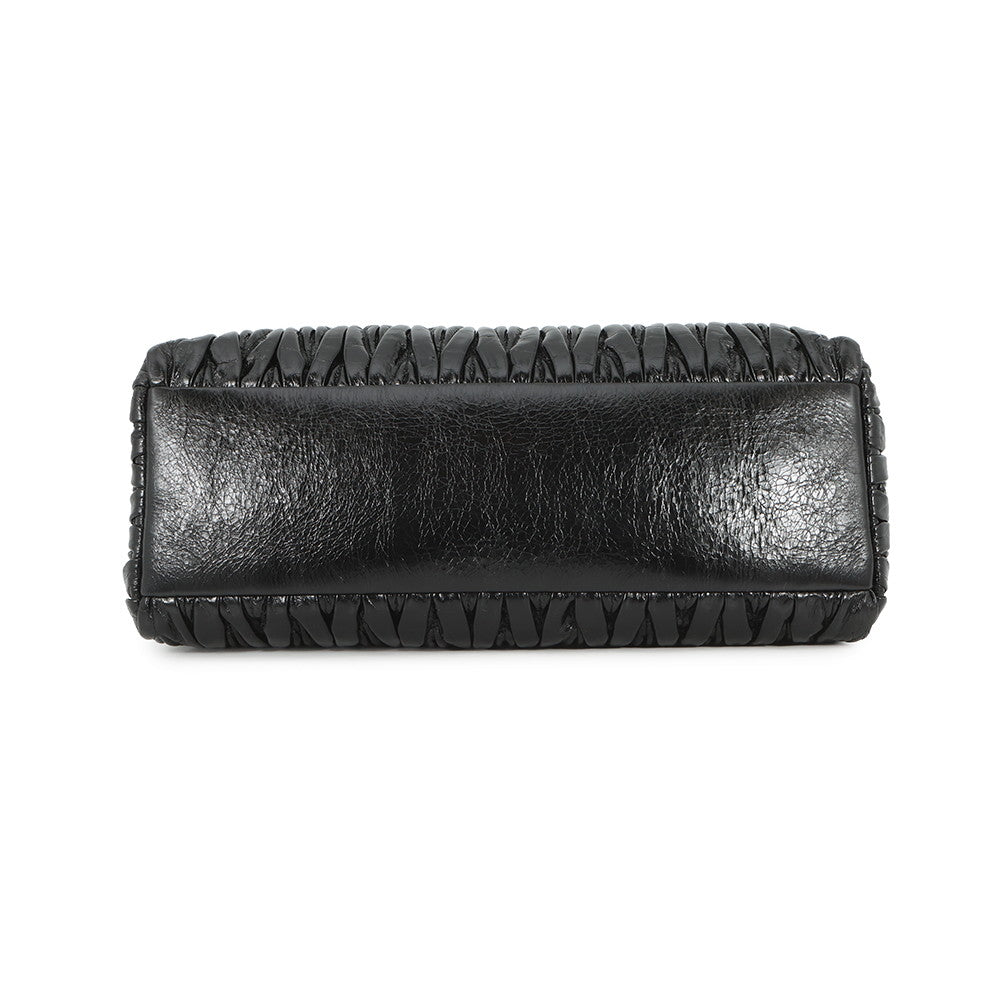 MIUMIU Matelassé 2-Way Handbag Black5BA202 Leather