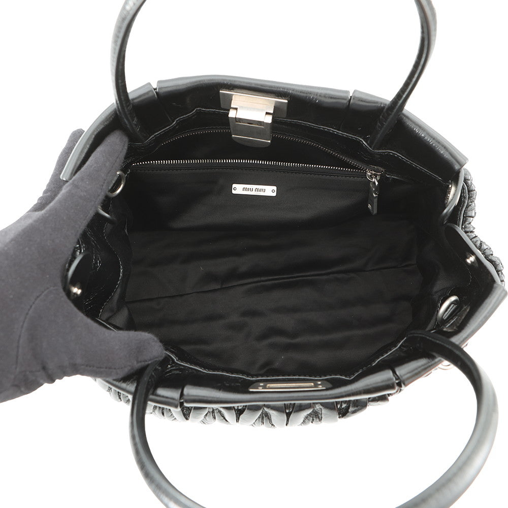 MIUMIU Matelassé 2-Way Handbag Black5BA202 Leather