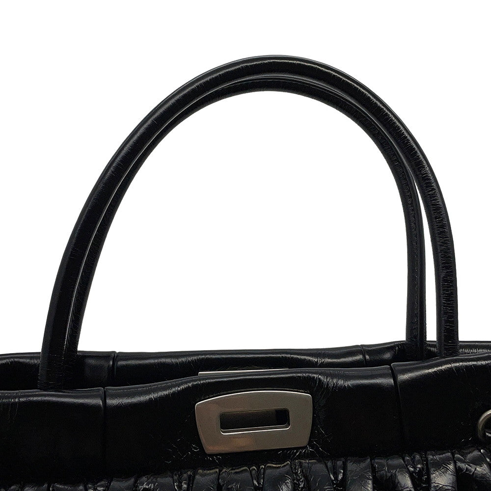 MIUMIU Matelassé 2-Way Handbag Black5BA202 Leather