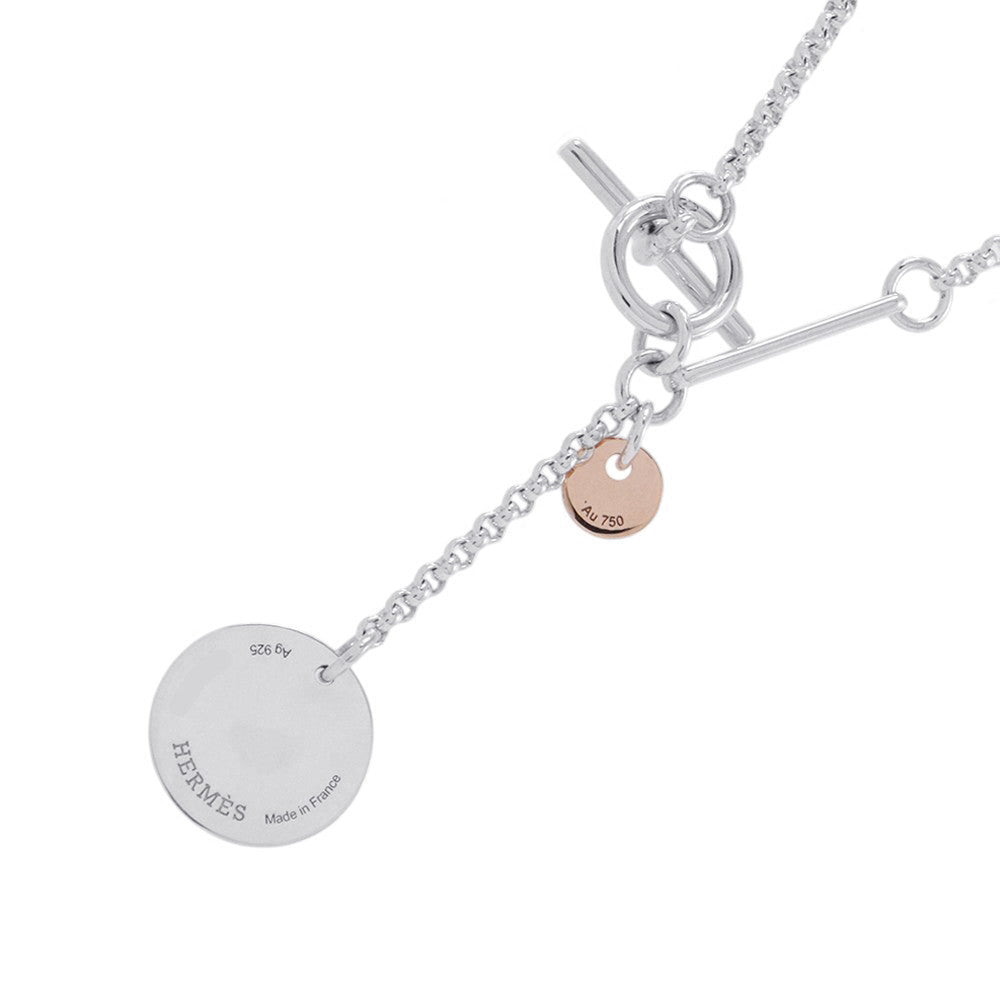 HERMES Ex Libris Necklace Size PM SV925 K18PG