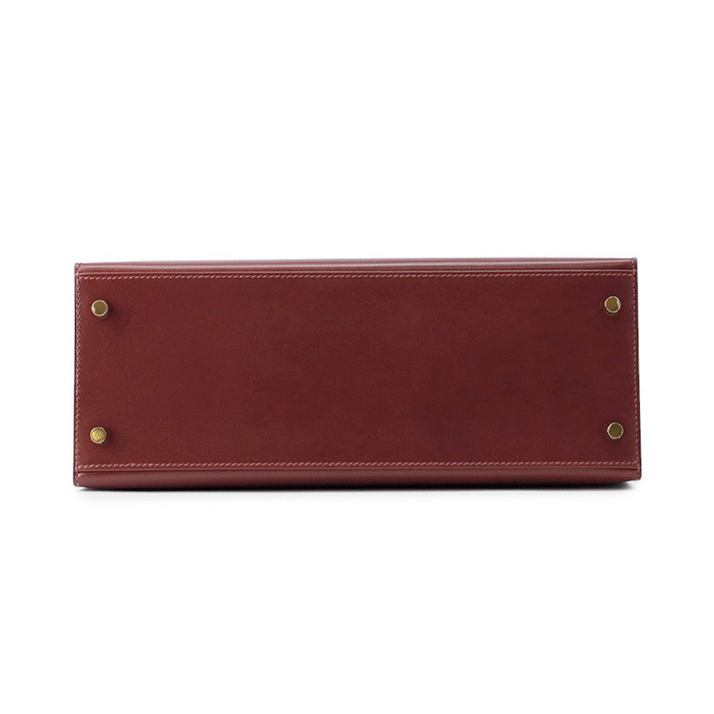 HERMES Kelly Sellier Rouge H Box Calf Leather Size 28