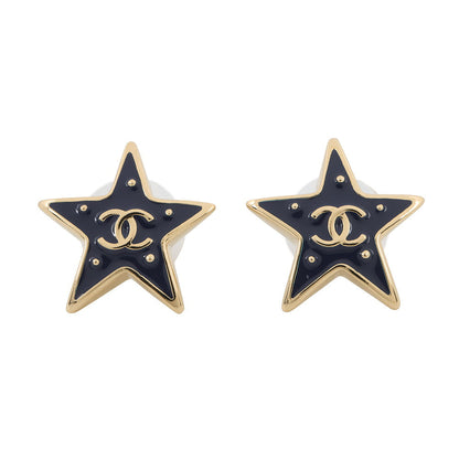 CHANEL CC Logo Star Earrings BlueABH462 Gold Plated