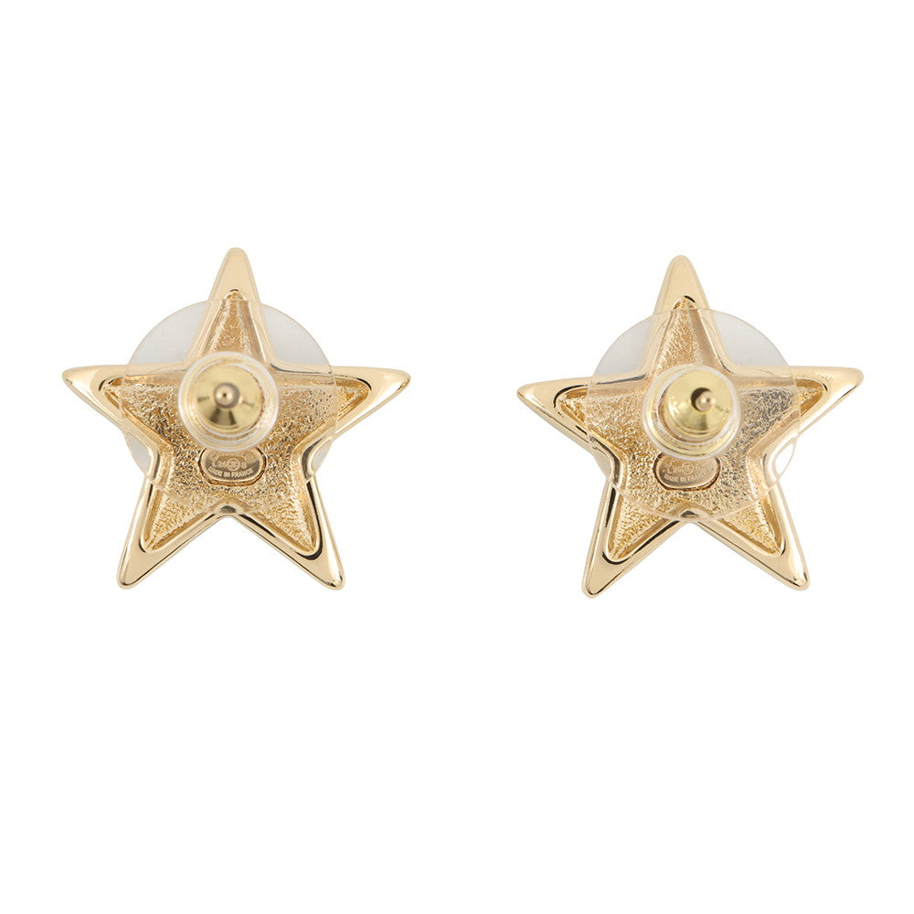 CHANEL CC Logo Star Earrings BlueABH462 Gold Plated