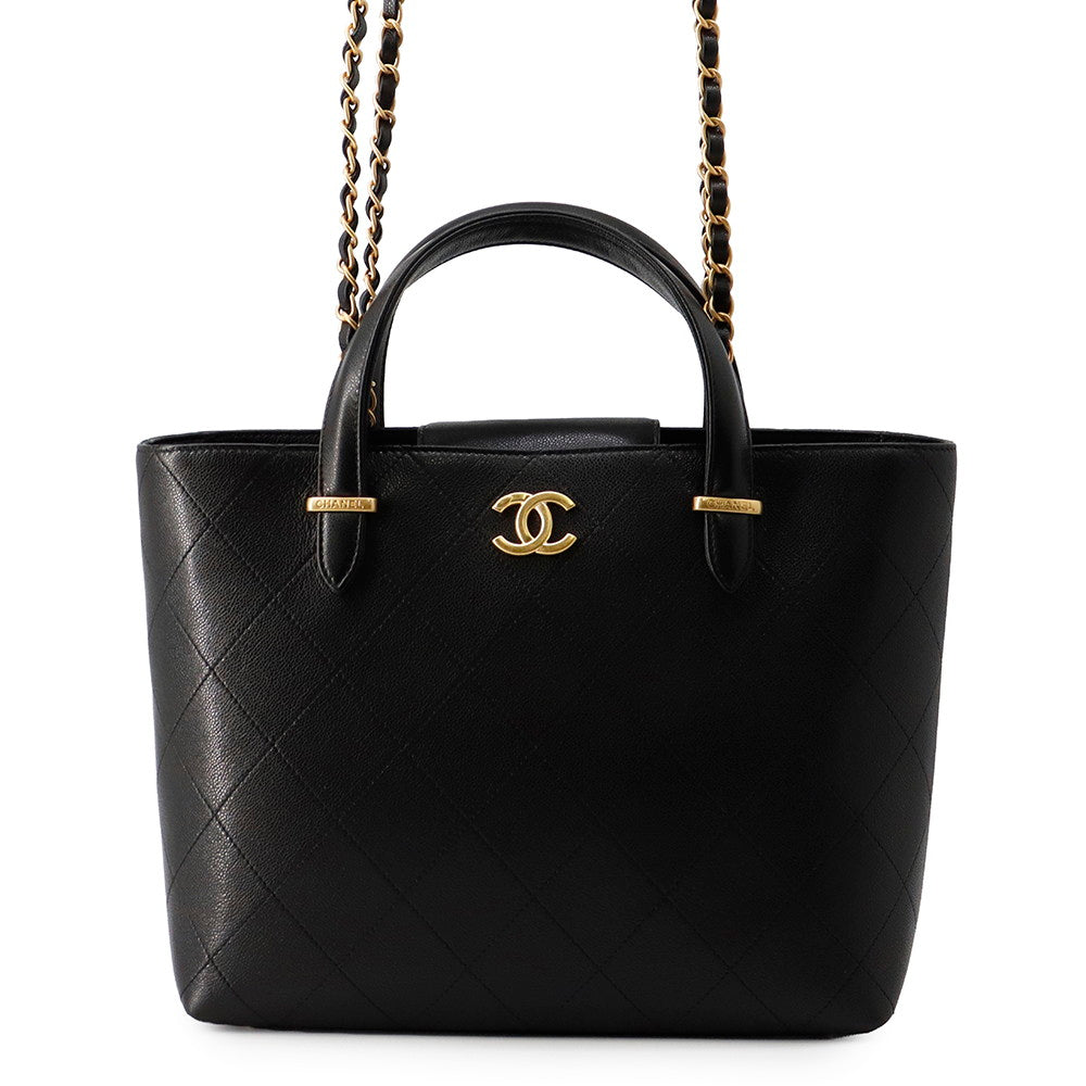 CHANEL Matelasse 2WayTote Bag BlackAS5777 Caviar Leather
