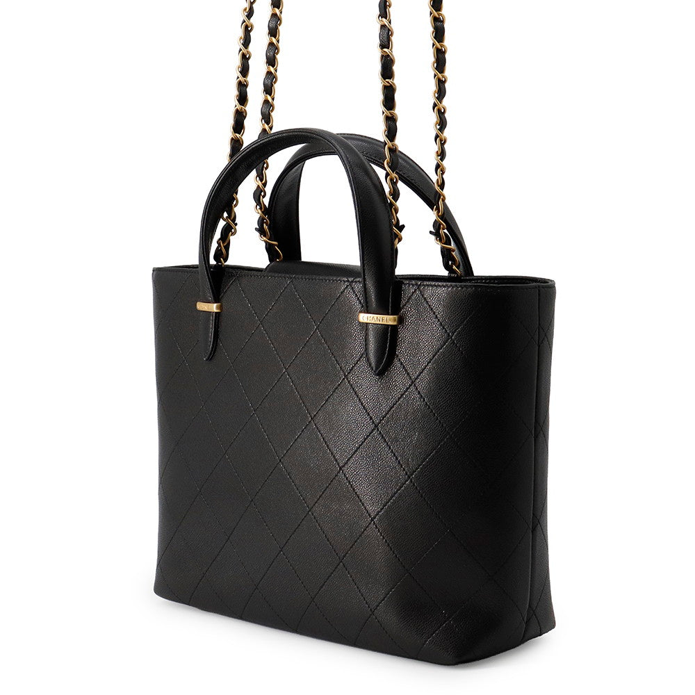 CHANEL Matelasse 2WayTote Bag BlackAS5777 Caviar Leather