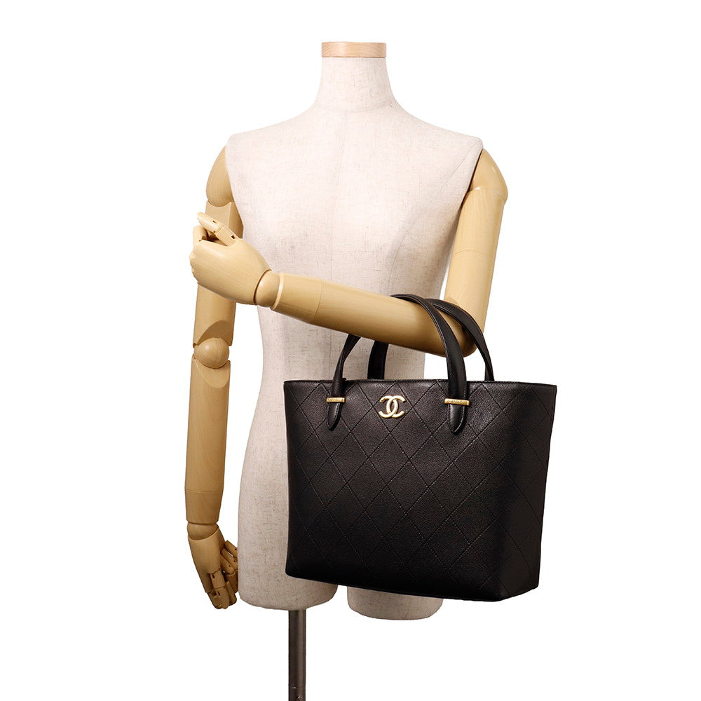 CHANEL Matelasse 2WayTote Bag BlackAS5777 Caviar Leather