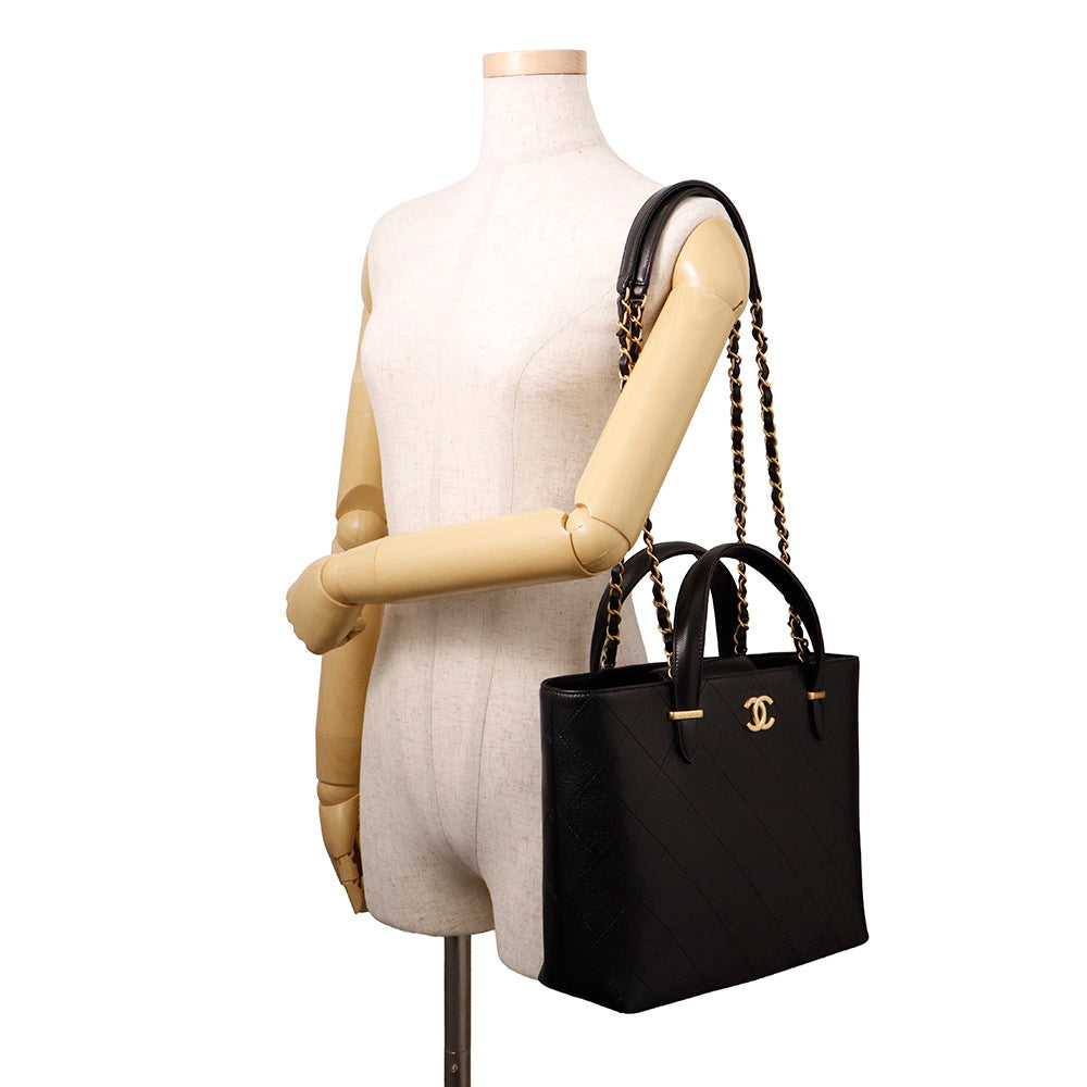 CHANEL Matelasse 2WayTote Bag BlackAS5777 Caviar Leather