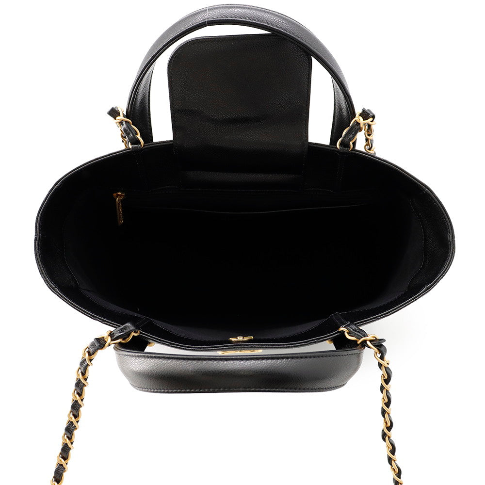 CHANEL Matelasse 2WayTote Bag BlackAS5777 Caviar Leather