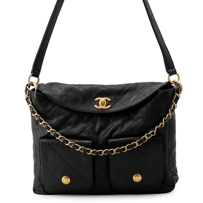 CHANEL Matelasse Hobo Bag BlackAS5384 Caviar Leather