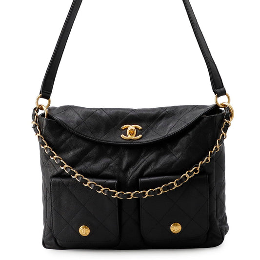 CHANEL Matelasse Hobo Bag BlackAS5384 Caviar Leather