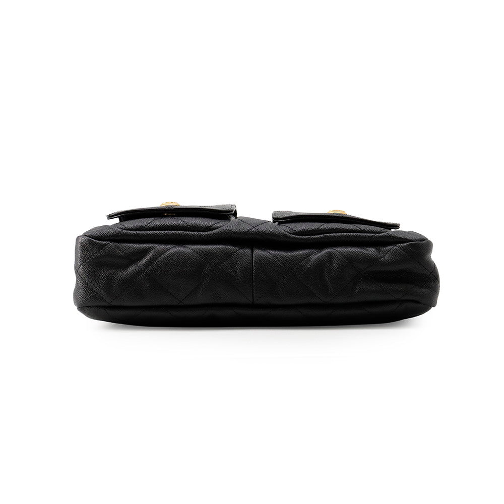 CHANEL Matelasse Hobo Bag BlackAS5384 Caviar Leather