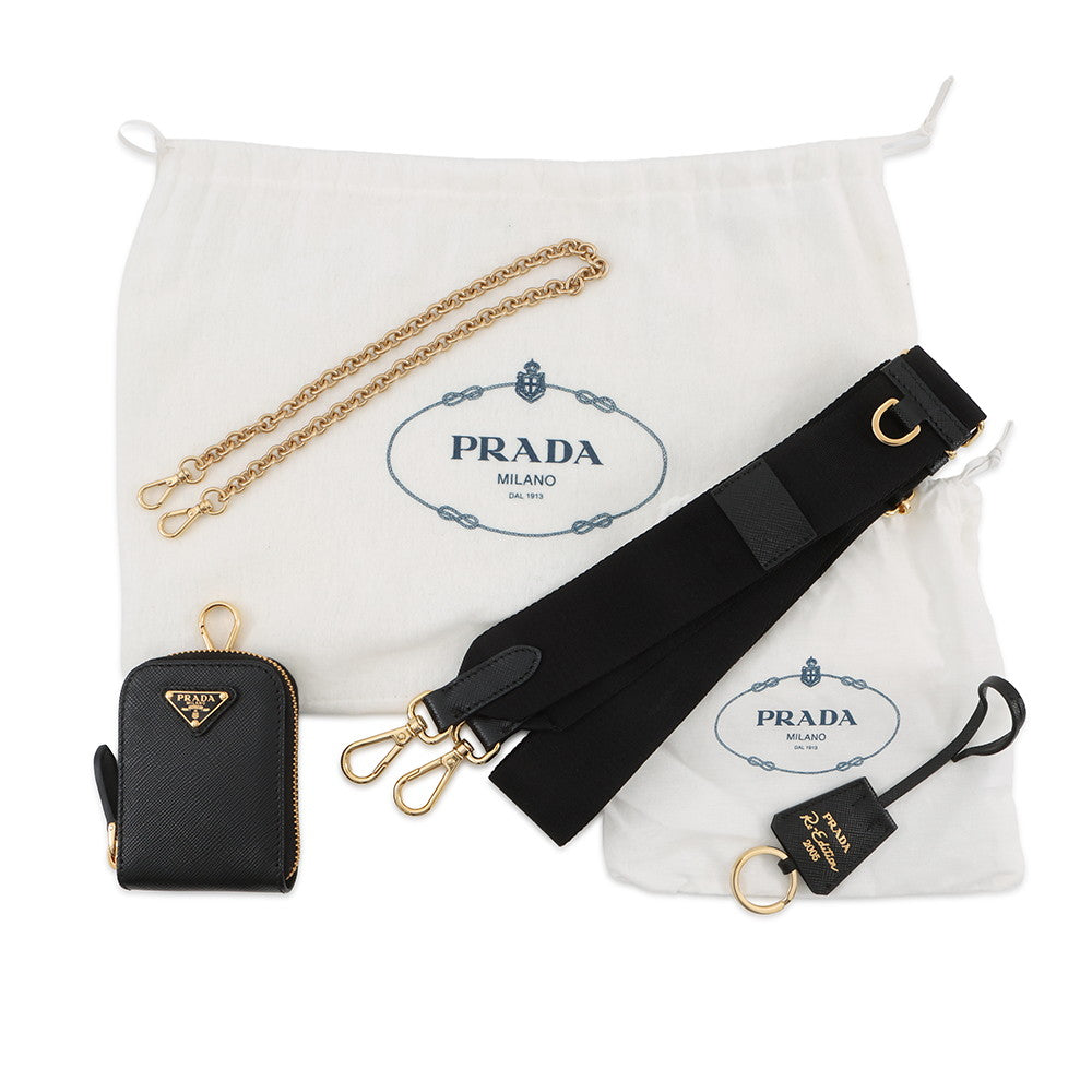 PRADA Re-Edition 2005 2WAYChainShoulder Bag Black1BH204 Saffiano LeatherLeather