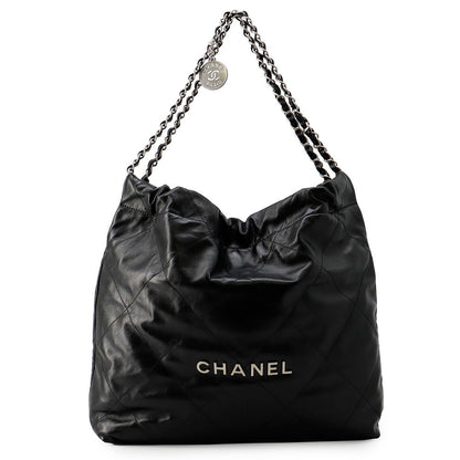 CHANEL CHANEL22 Handbag BlackAS3261 Shiny Calf Leather Size Small
