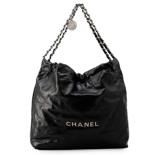 CHANEL CHANEL22 Handbag BlackAS3261 Shiny Calf Leather Size Small