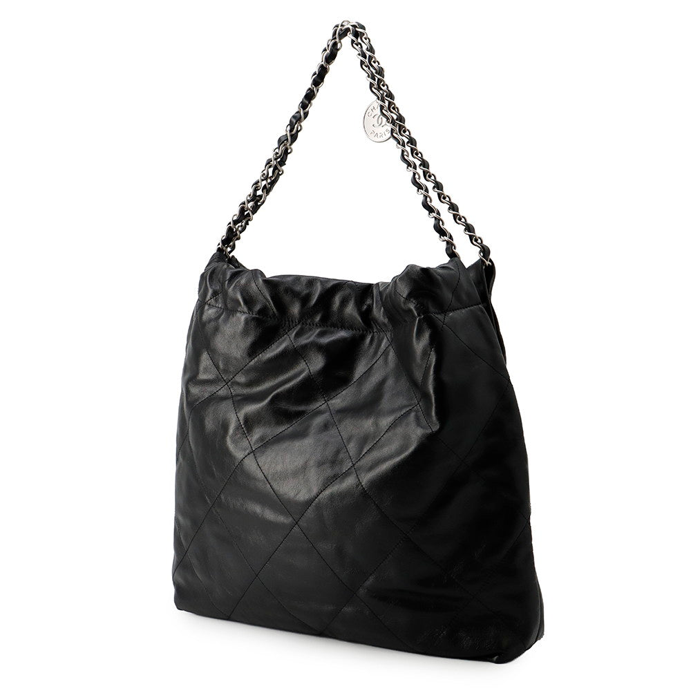 CHANEL CHANEL22 Handbag BlackAS3261 Shiny Calf Leather Size Small