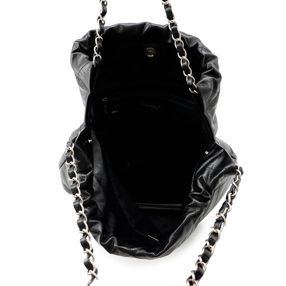 CHANEL CHANEL22 Handbag BlackAS3261 Shiny Calf Leather Size Small