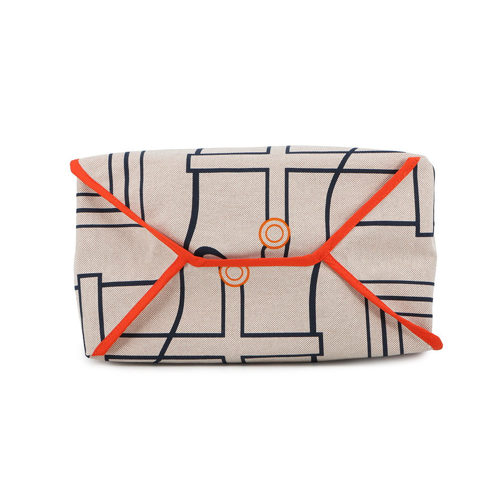 HERMES Cadrege Beach Bag Blue/Yellow/Pink Toile H