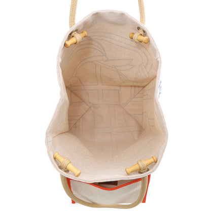 HERMES Cadrege Beach Bag Blue/Yellow/Pink Toile H