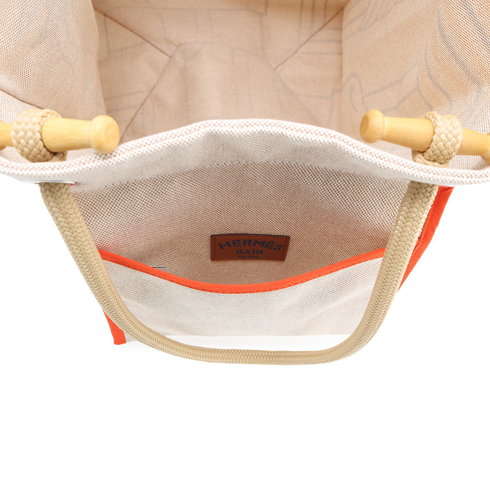 HERMES Cadrege Beach Bag Blue/Yellow/Pink Toile H
