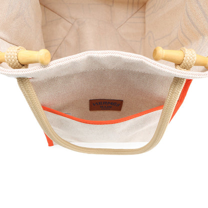HERMES Cadrege Beach Bag Blue/Yellow/Pink Toile H