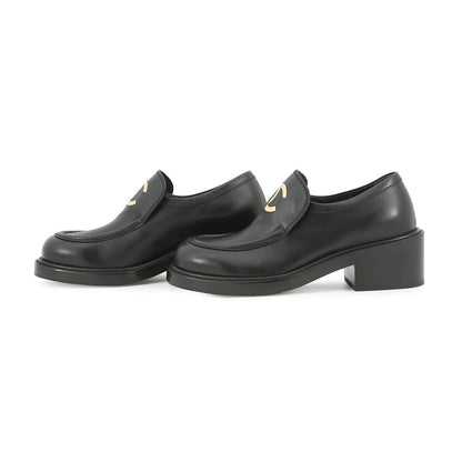 CHANEL CC logo loafersG39602 Leather Size 37 1/2