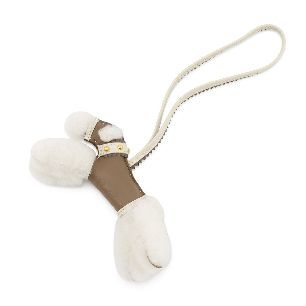 HERMES Buddy Epic Bag Charm Etoupe/Craie Lambskin Mouton