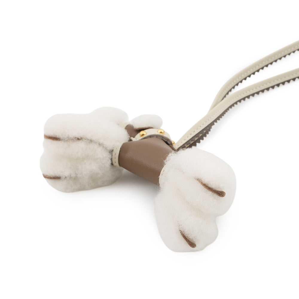 HERMES Buddy Epic Bag Charm Etoupe/Craie Lambskin Mouton