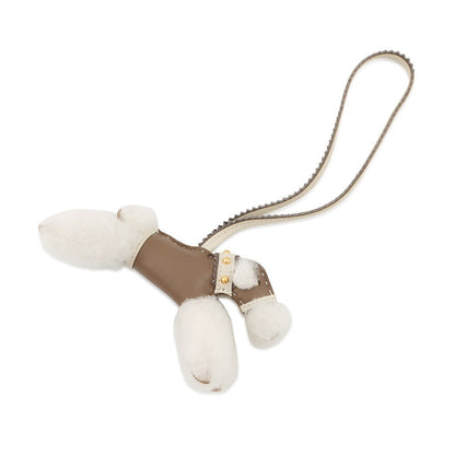 HERMES Buddy Epic Bag Charm Etoupe/Craie Lambskin Mouton