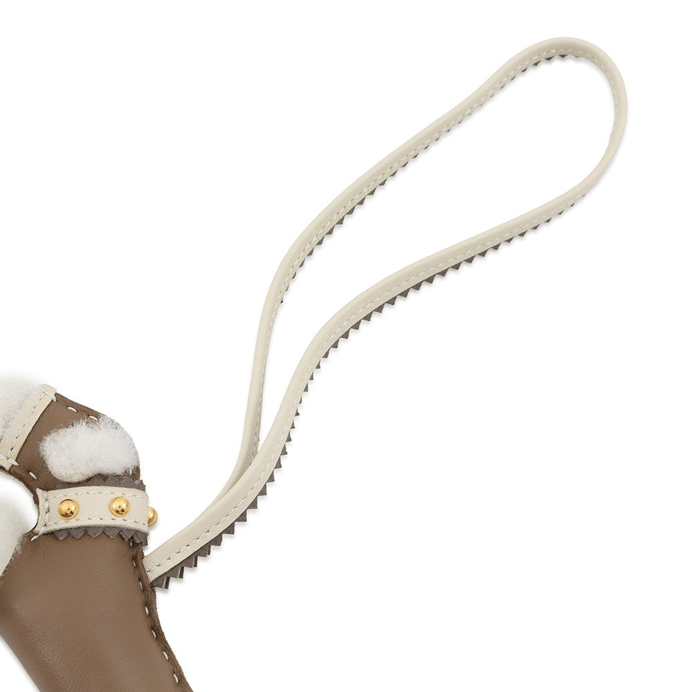 HERMES Buddy Epic Bag Charm Etoupe/Craie Lambskin Mouton