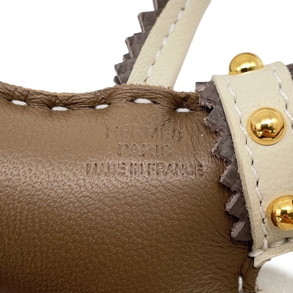 HERMES Buddy Epic Bag Charm Etoupe/Craie Lambskin Mouton