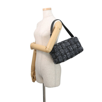 Bottega Veneta Maxi INTRECCIATO Brique Cassette Handbag IndigoBlack/White Tweed Leather