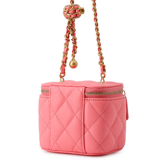 CHANEL Matelasse Small Vanity Bag PinkAP1447 Lambskin
