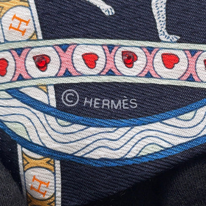HERMES Twilly Bijoux・Pique Queen of Hearts Dame de Coeur Black/Rouge/Orange Silk100% Bijoux