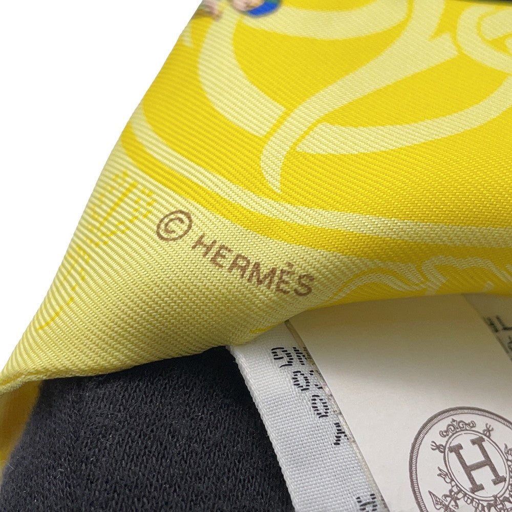 HERMES Twilly Ex-Libris Les Parisiennes JauneSoufre/Grease Silk100%