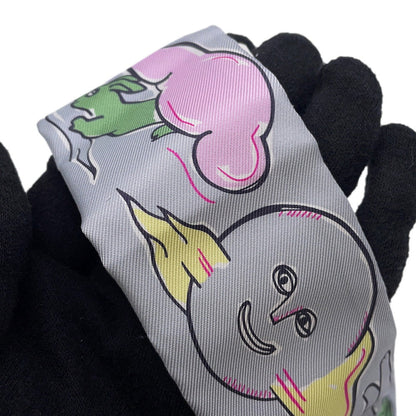 HERMES Twilly A Thousand and One Rabbits Mille et Un Lapins Gripere/Rose/Jaune Silk100%