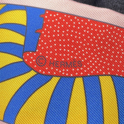 HERMES Twilly HERMES Factory Suite Rose Pale/Blue/Multicolor Silk100%
