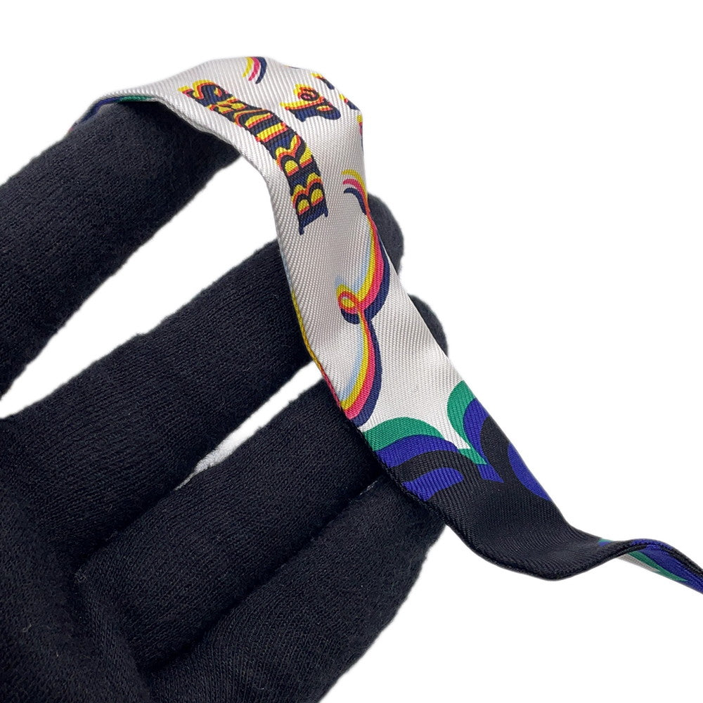 HERMES Twilly Doll Brides de Gala Shadow Black/Jaune/Multicolor Silk100%