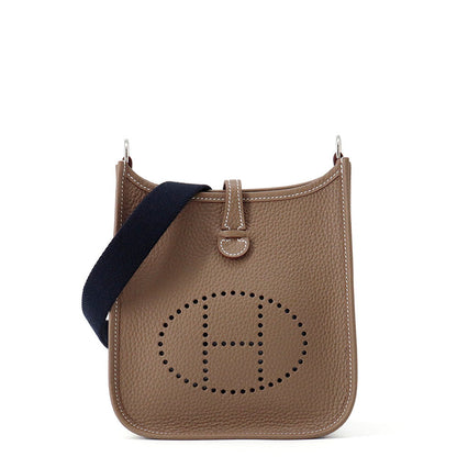 HERMES Evelyne_Amazon Long Etoupe/Blue Indigo Taurillon Clemence Size TPM