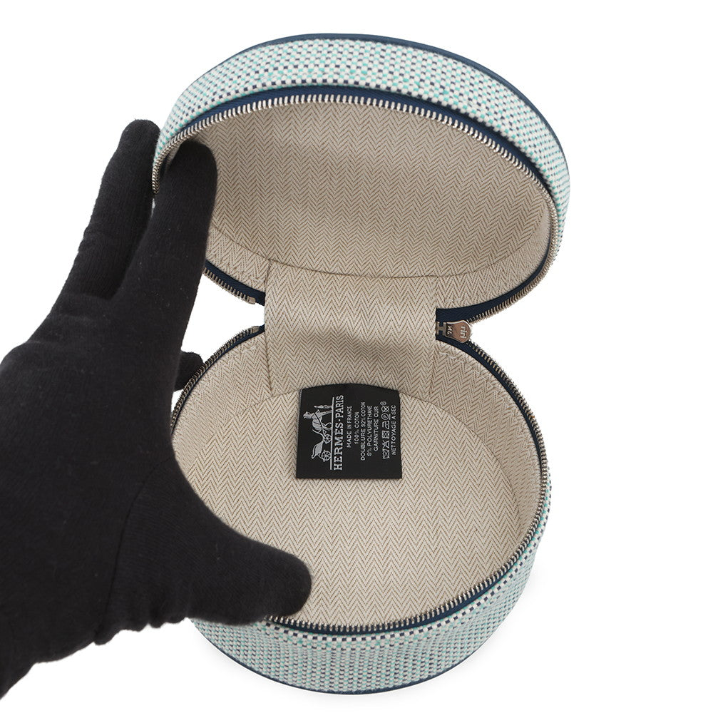 HERMES Pouch Evasion MarineH103605M 03 Cotton 100%
