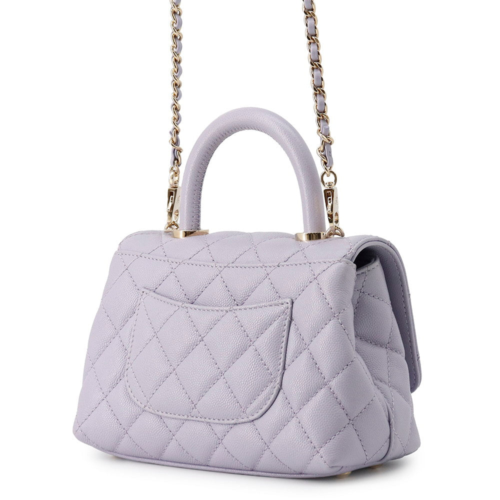 CHANEL Coco handle Light PurpleAS2215 Caviar Leather Size XXS