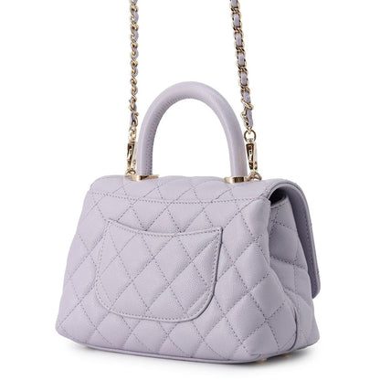 CHANEL Coco handle Light PurpleAS2215 Caviar Leather Size XXS